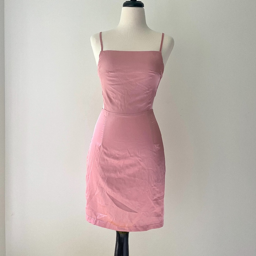 PLT Pink Satin Dress with Cutout Size 4